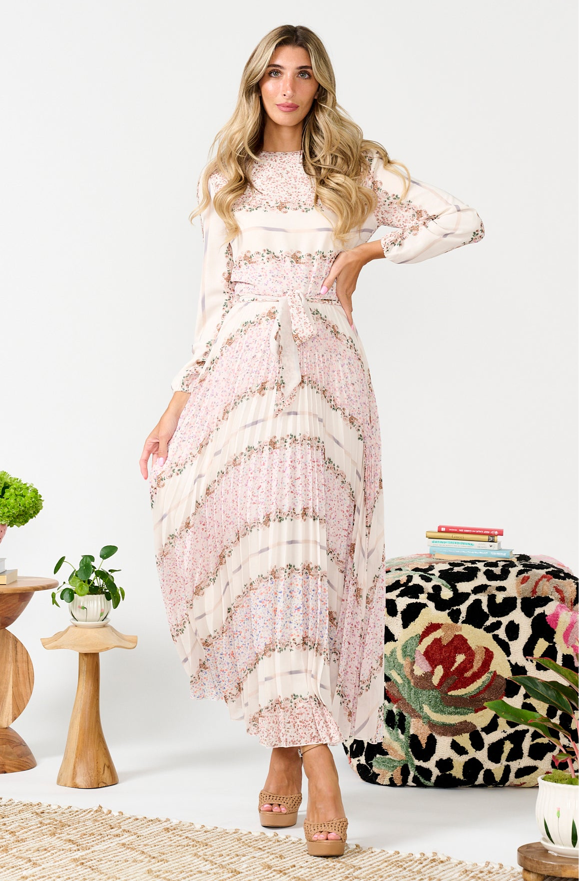 Floral Printed Pleated Dress Floral Printed Pleated Dress