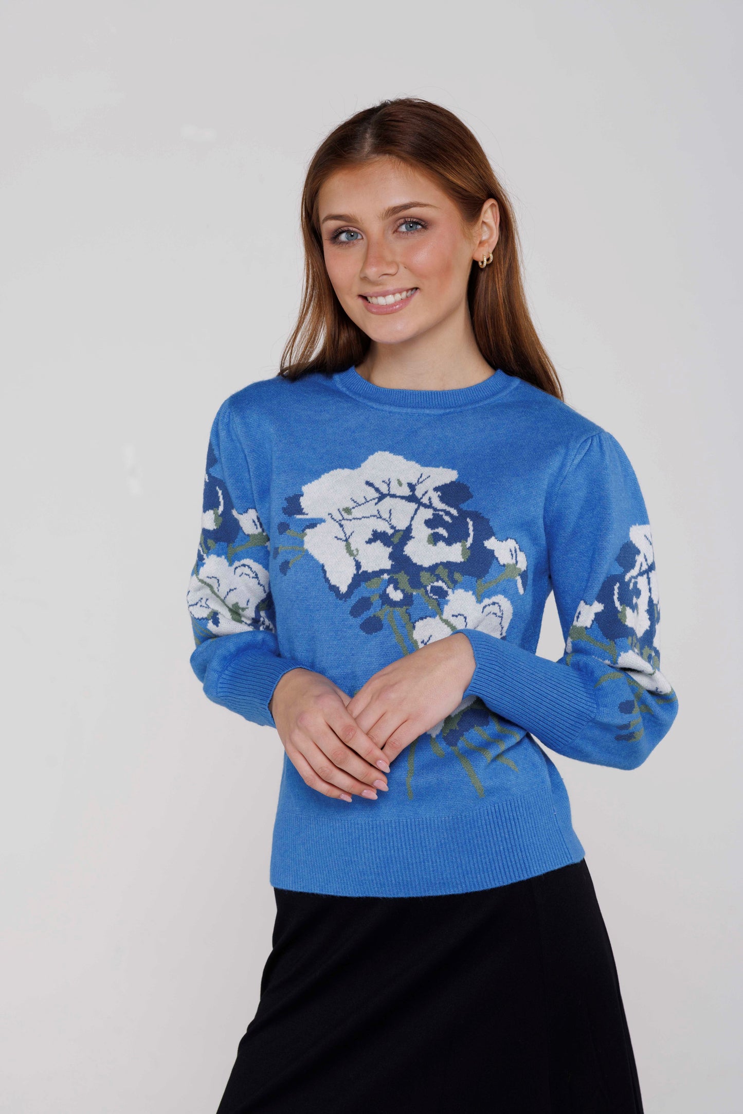 Floral Puff Sleeve Sweater