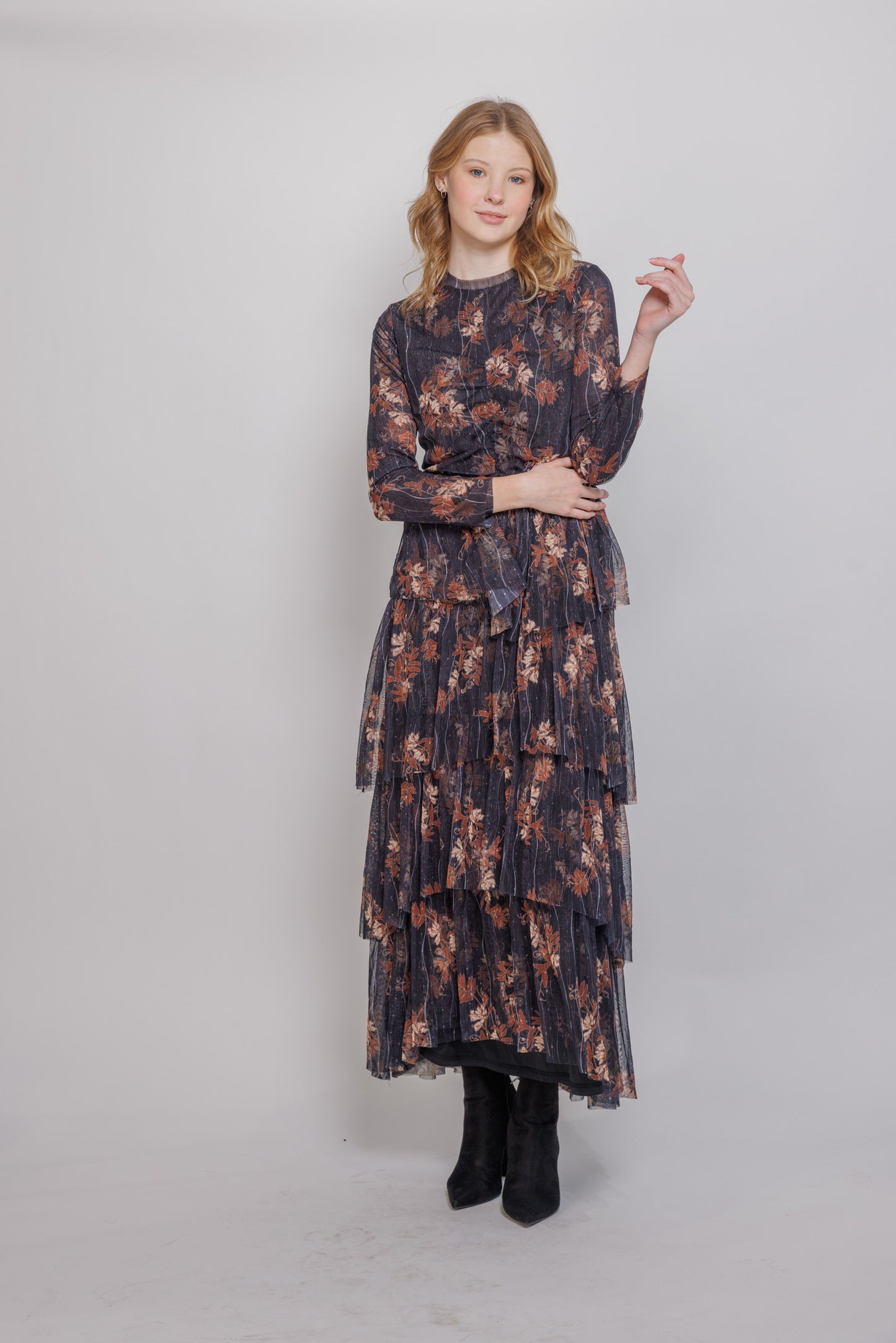 Gathered front layered dress