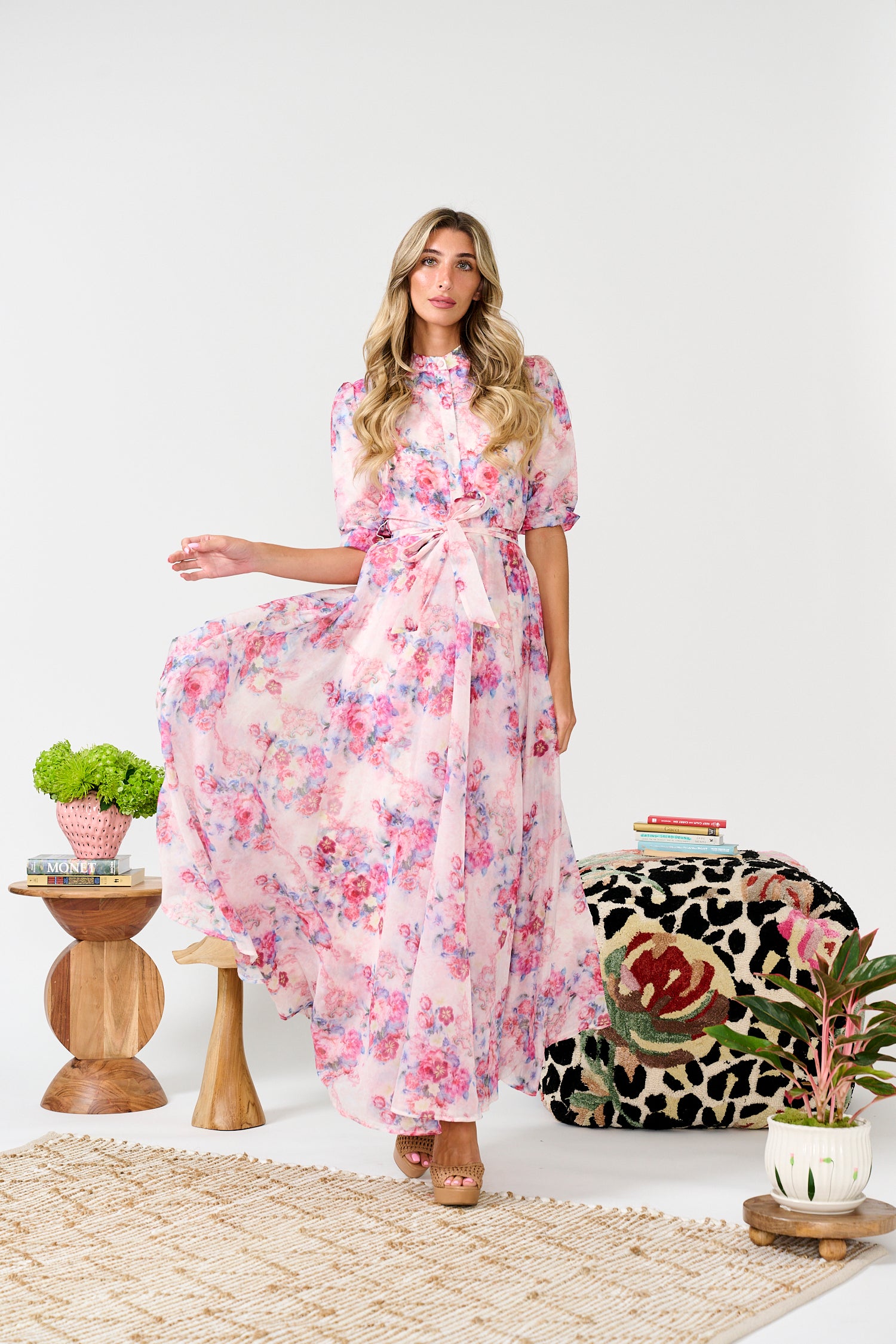 organza floral maxi dress DollyJ Studio Purple Arlette Floral Organza Gown L / Purple