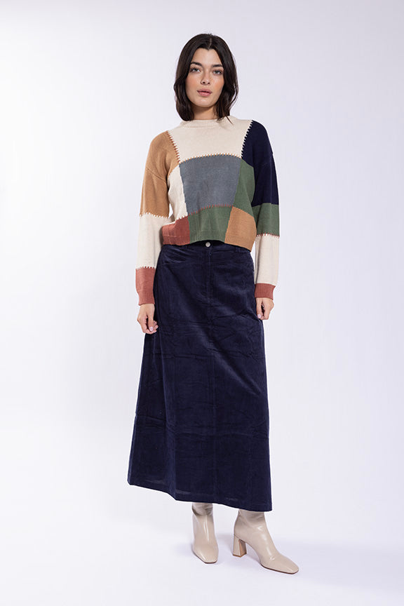 Basic Corduroy Midi Skirt