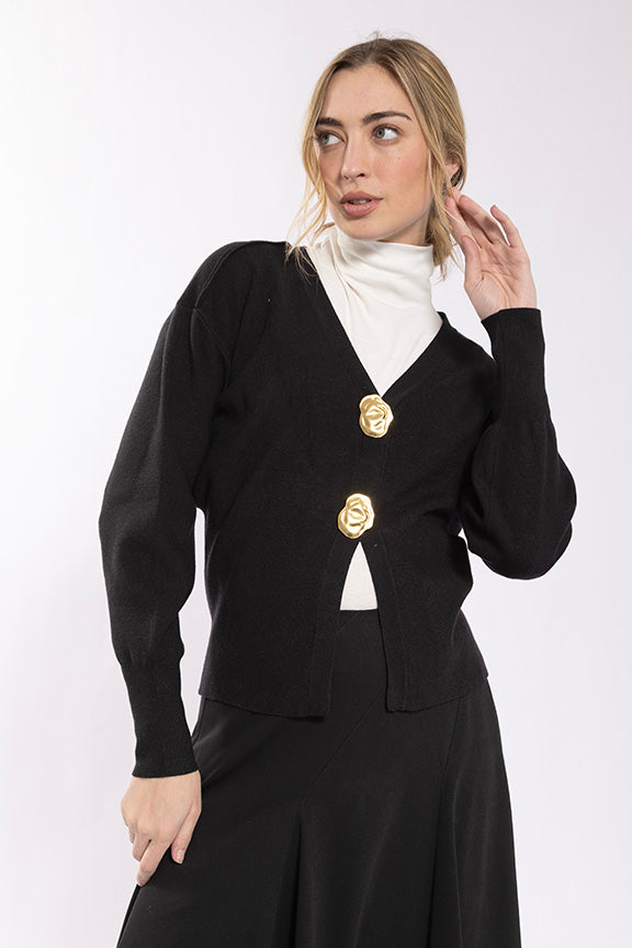 Exaggerated Button Cardi