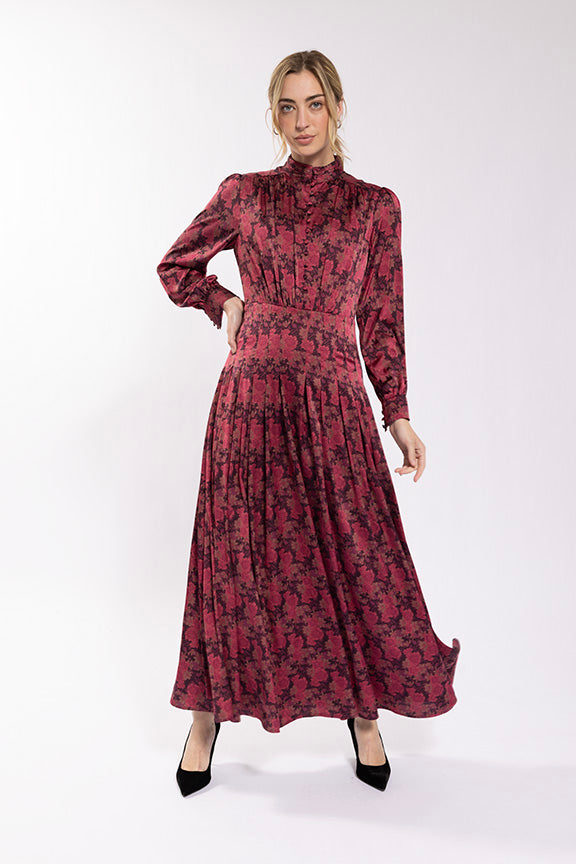 Silky Floral Button Front Dress