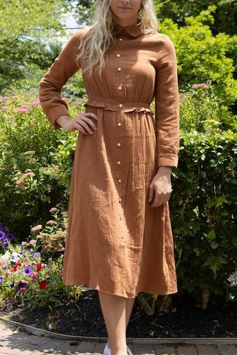 cord midi shirt dress LILAC Gauze Shirt Dress – Rebecca's