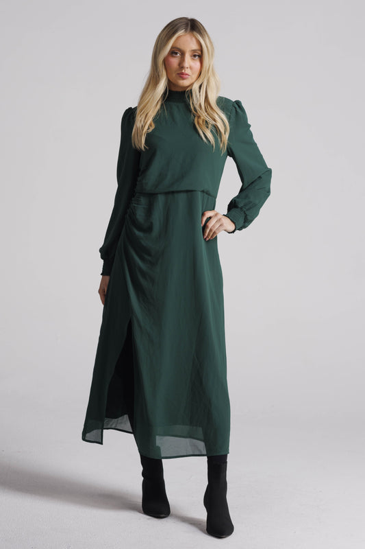 Chiffon Side Button Midi Dress