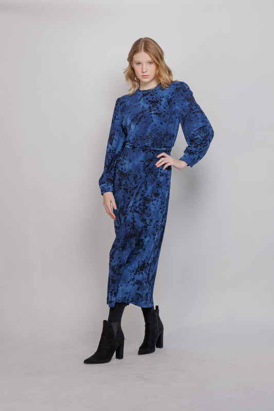 Side rouching cut velvet Midi dress