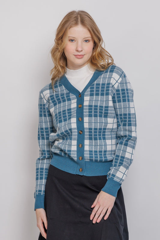 plaid cardigan