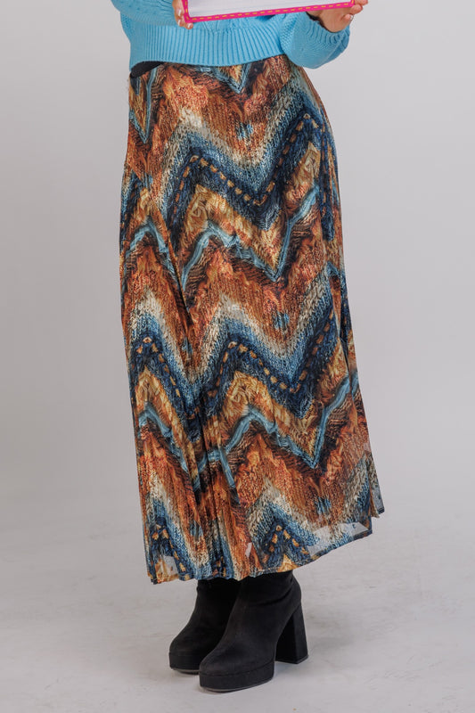 Missoni print side pleat skirt