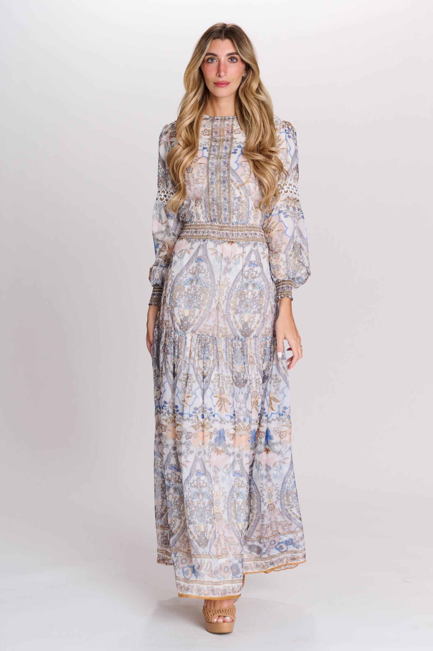 Long Shirred Maxi Dress