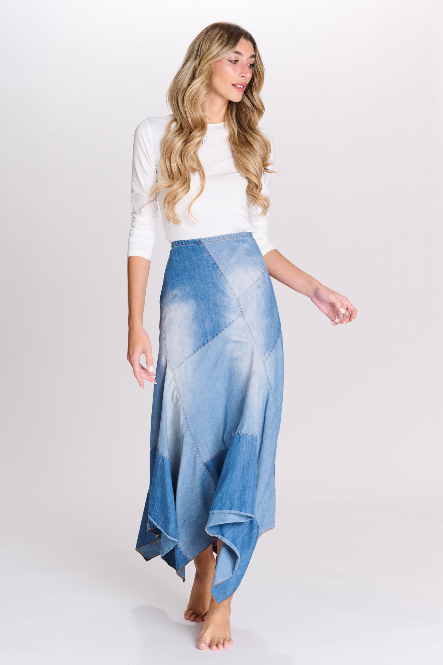 DENIM HANDKERCHIEF SKIRT