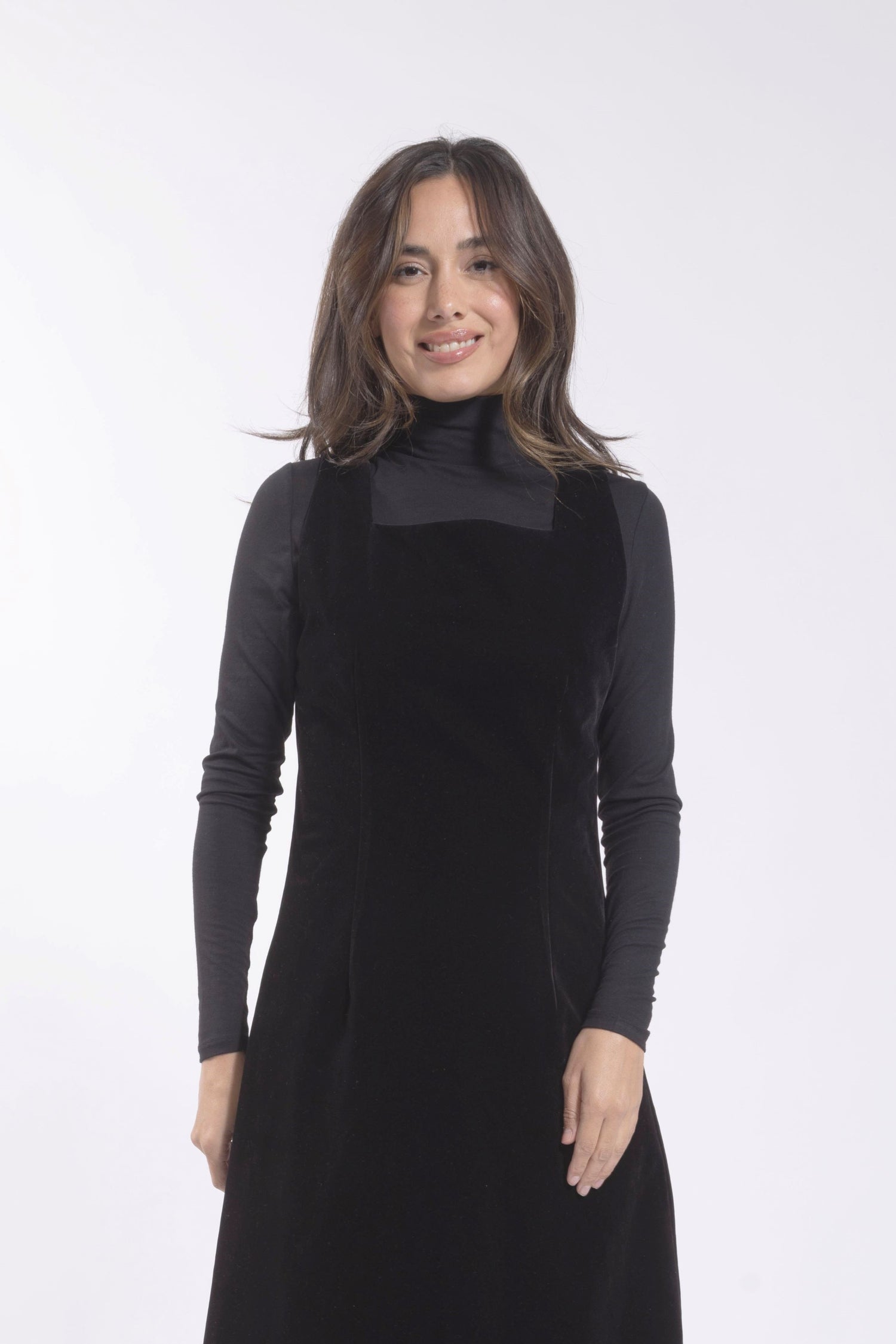 velvet square neck midi dress Short-Sleeve Square-Neck Velvet Midi Dress