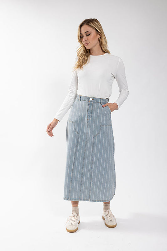 Stripe Denim Skirt