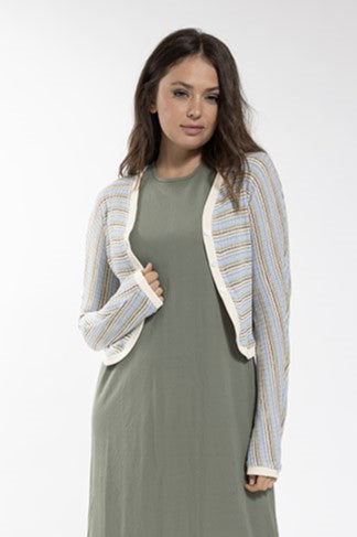 Striped Ribbed Cardigan