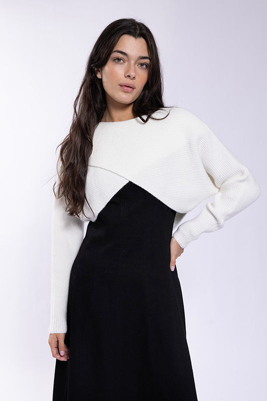 Crossover Cropped Sweater