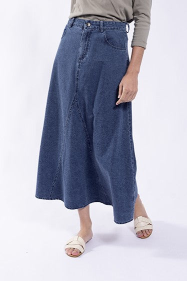 DENIM FRONT PANEL SKIRT