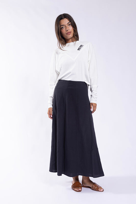 PANELED LINEN SKIRT