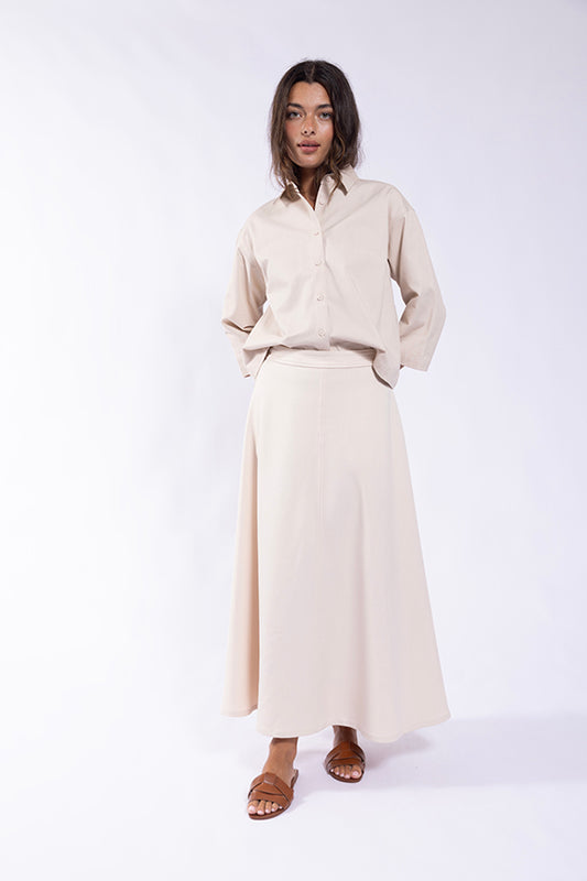 PANELED LINEN SKIRT