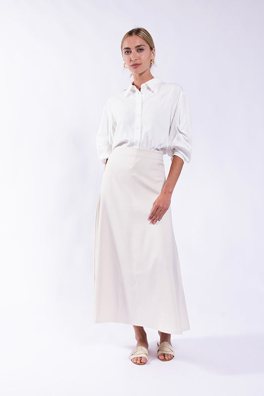 4-GORE A-LINE MIDI SKIRT