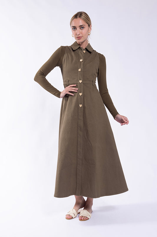 DRAMATIC BUTTON TWILL JUMPER