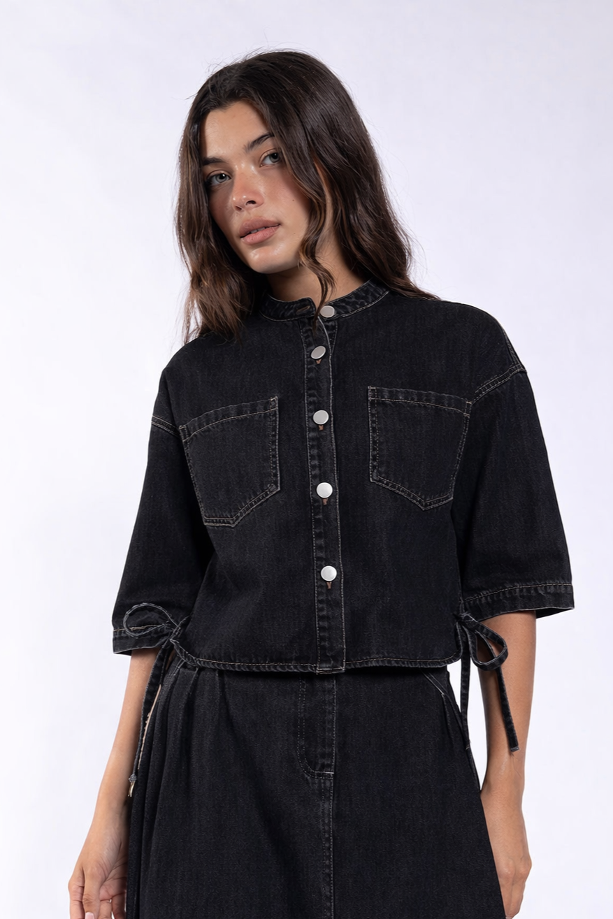 Denim Side Tie Top