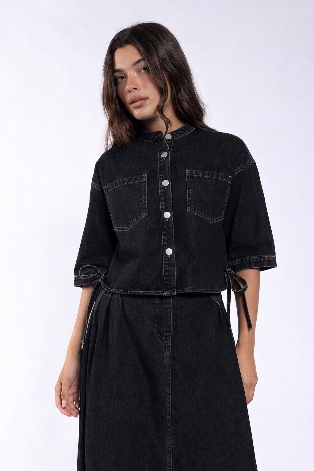 Denim Side Tie Top