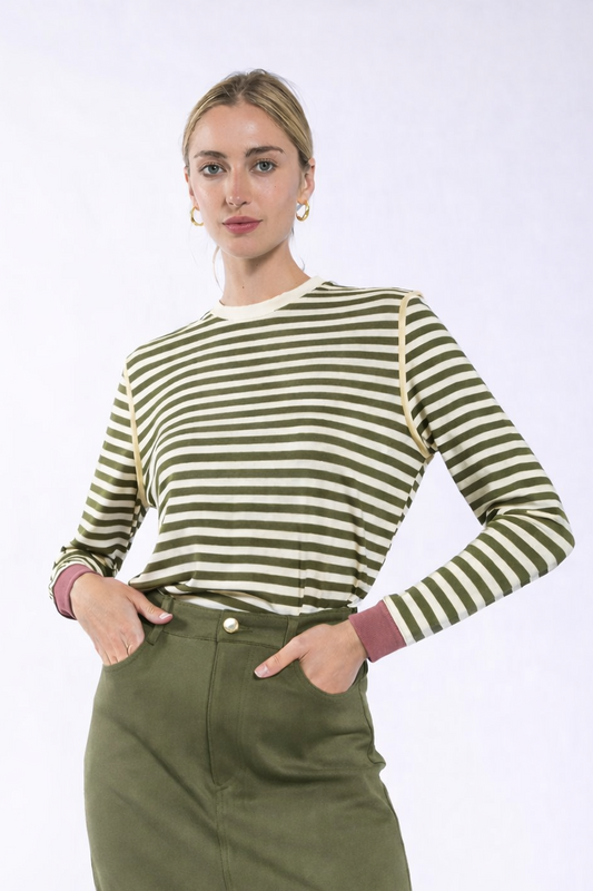 Striped Contrast Tee