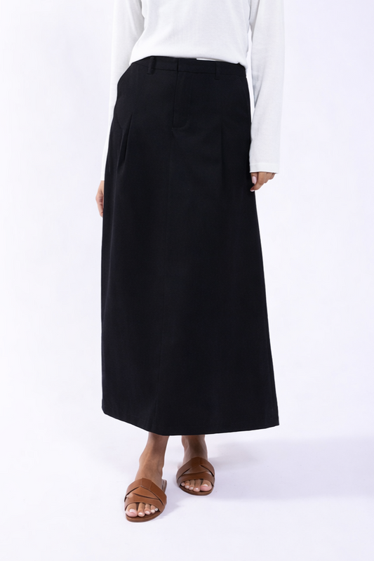 BELTED FRONT PLEAT SKIRT