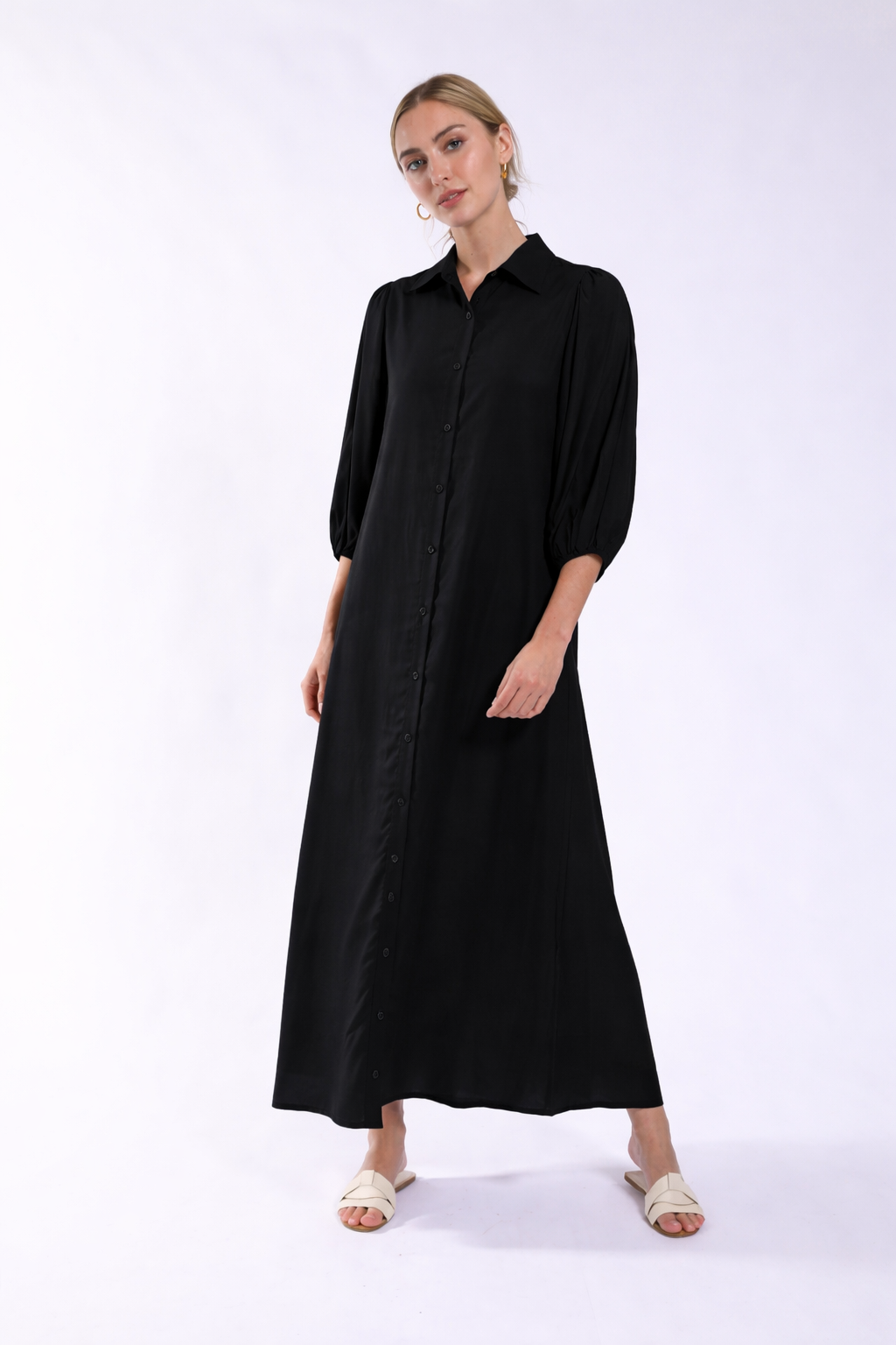 BUBBLE SLEEVE SHIRTDRESS