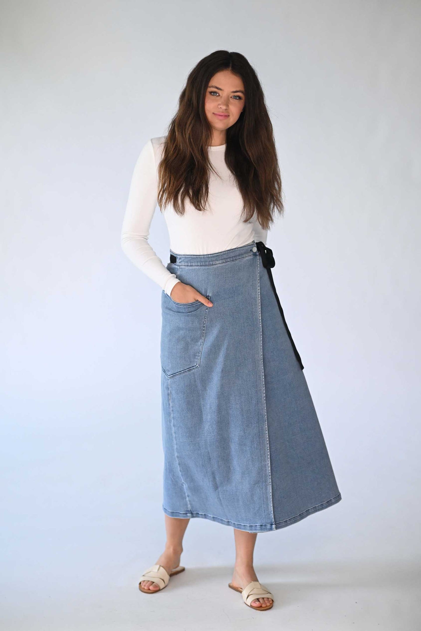 Cargo Denim Wrap Skirt