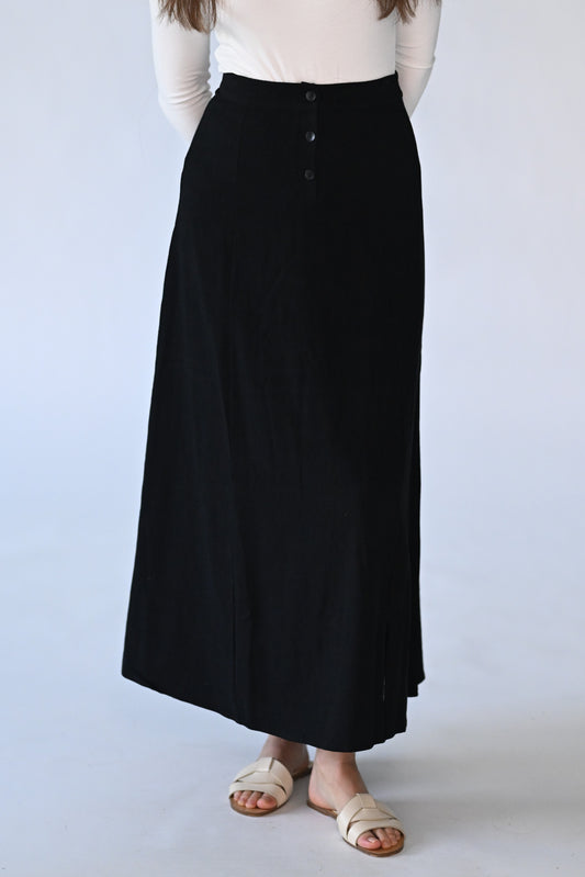 Button front linen skirt