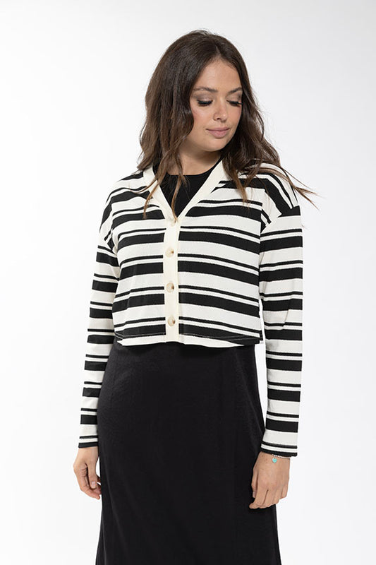 textured striped cardigan