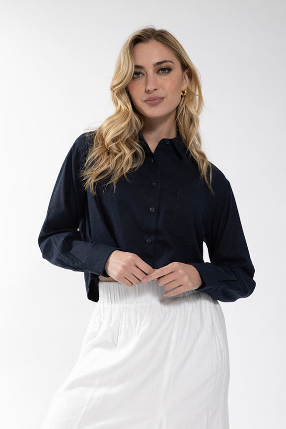 Linen Cropped Blouse