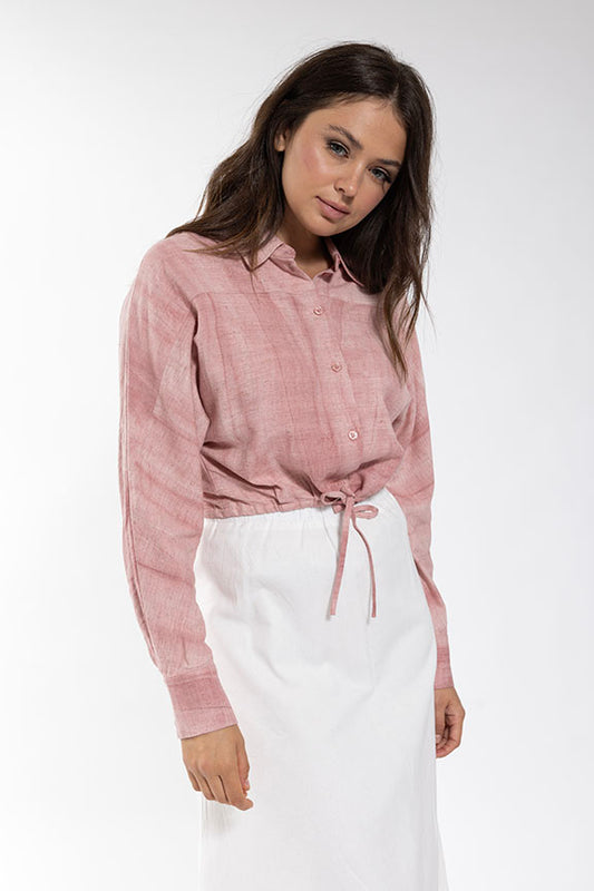 Washed Linen Cropped Blouse