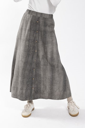 Washed Linen Button Down Skirt