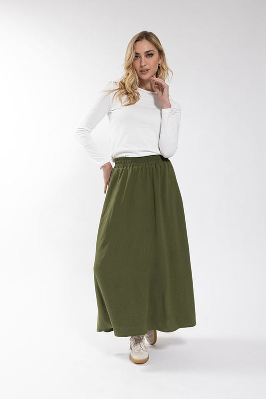 Elastic Waist Gauze Circle Skirt