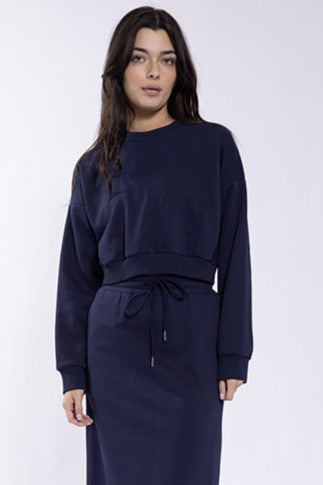 Embossed Cropped Sweatshirt