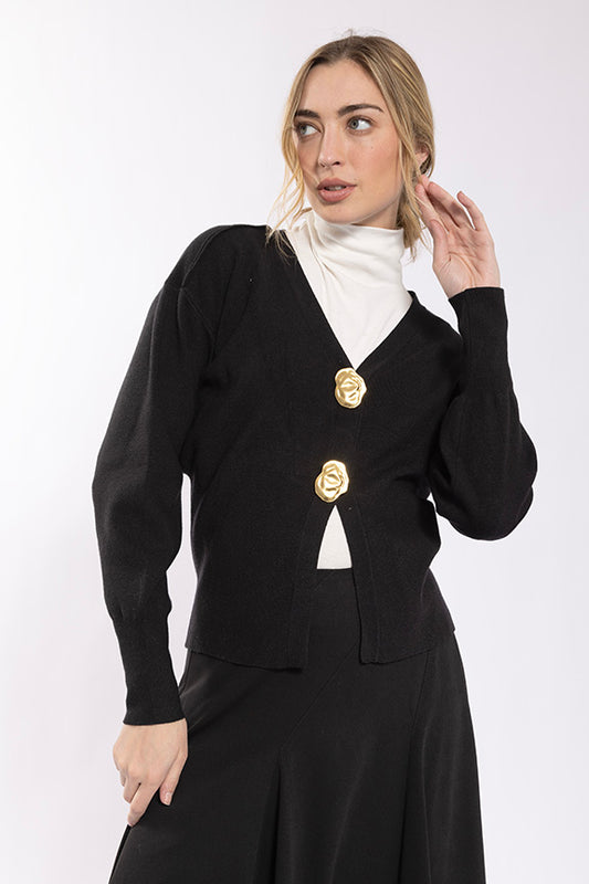 Exaggerated Button Cardi