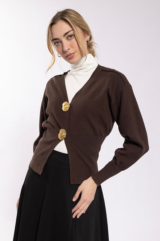 Exaggerated Button Cardi