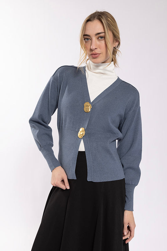 Exaggerated Button Cardi