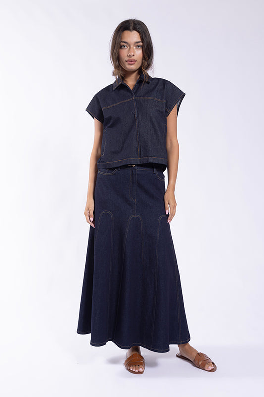 ARCHED PANELED DENIM