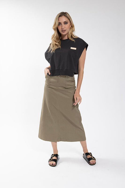 stretch twill skirt