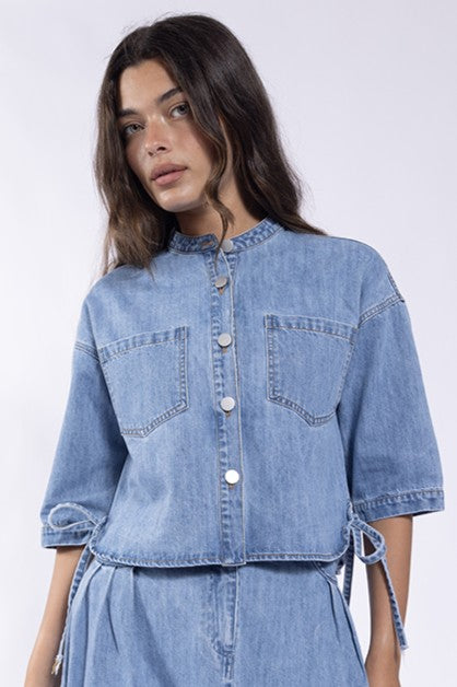 Denim Side Tie Top