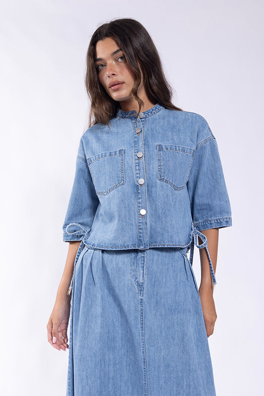 Denim Side Tie Top