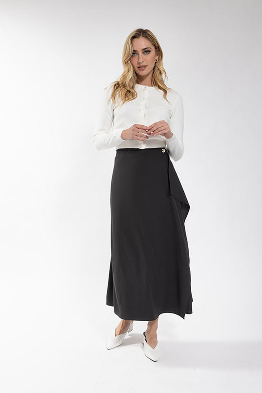 Dramatic button Wrap Skirt