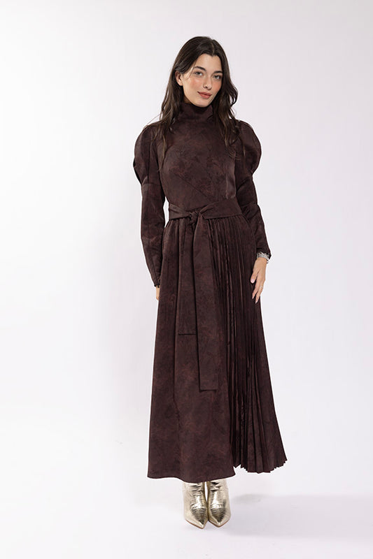Printed Pleat Combo Dress