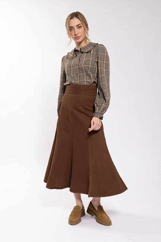 Flair Paneled Twill Skirt