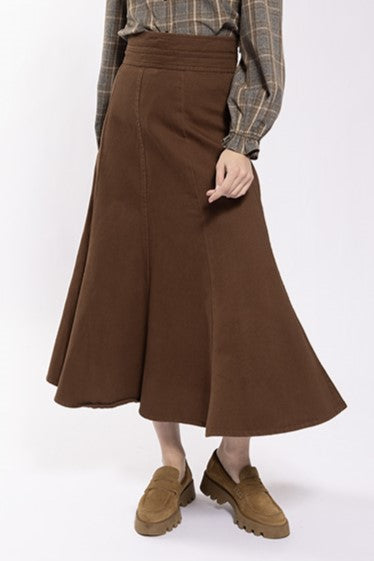 Flair Paneled Twill Skirt