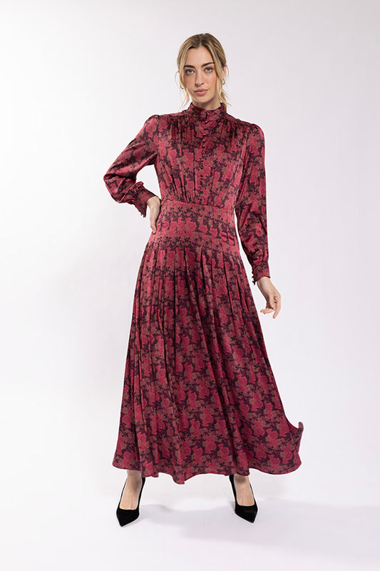 Silky Floral Button Front Dress