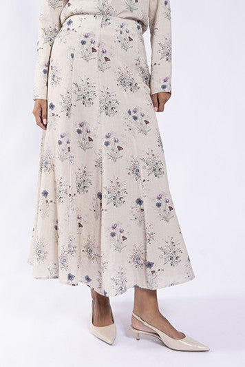 WHIMSICAL FLORAL PANELED SKIRT