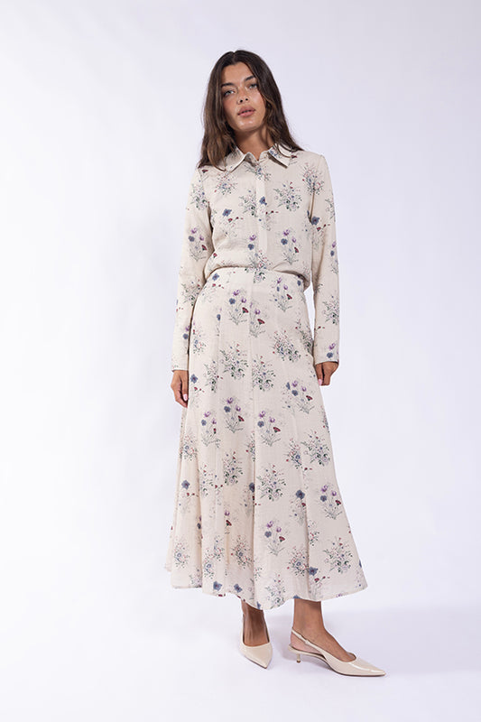 WHIMSICAL FLORAL PANELED SKIRT